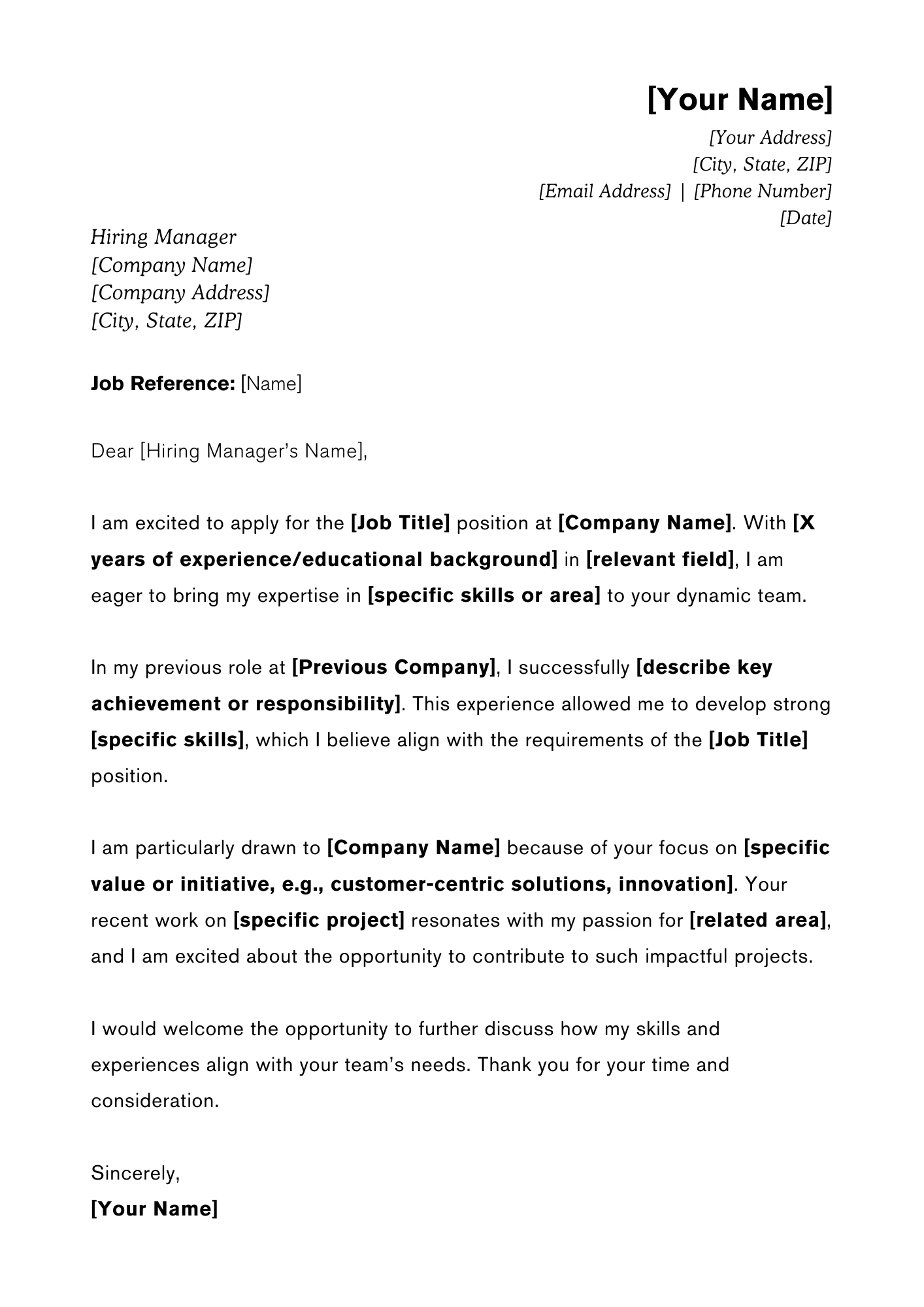 Job Cover Letter